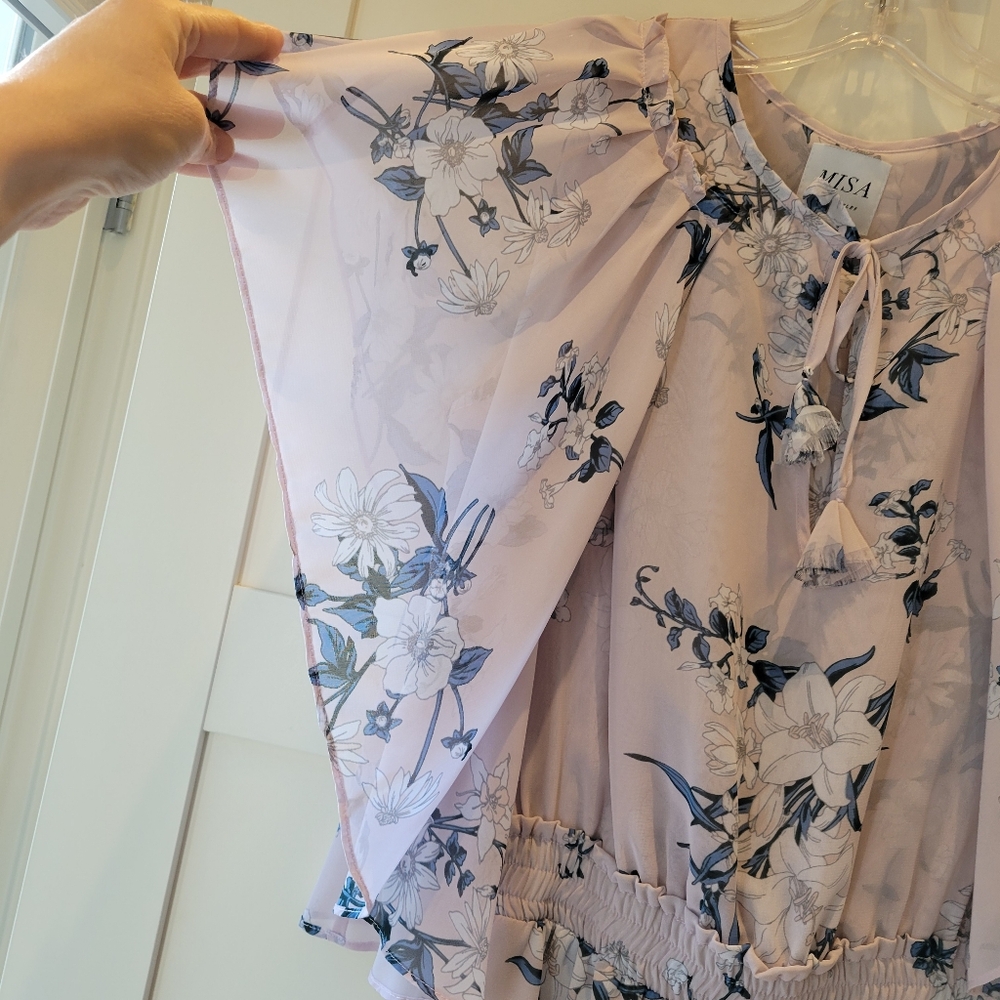 Misa Los Angeles Lulla Floral Print Midi Flutter Sleeves Dress - Picture 4 of 12